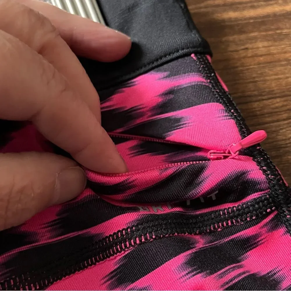 Nike Dri-Fit Run Fast Live Fearless Pink Black Print Athletic Leggings Size S
